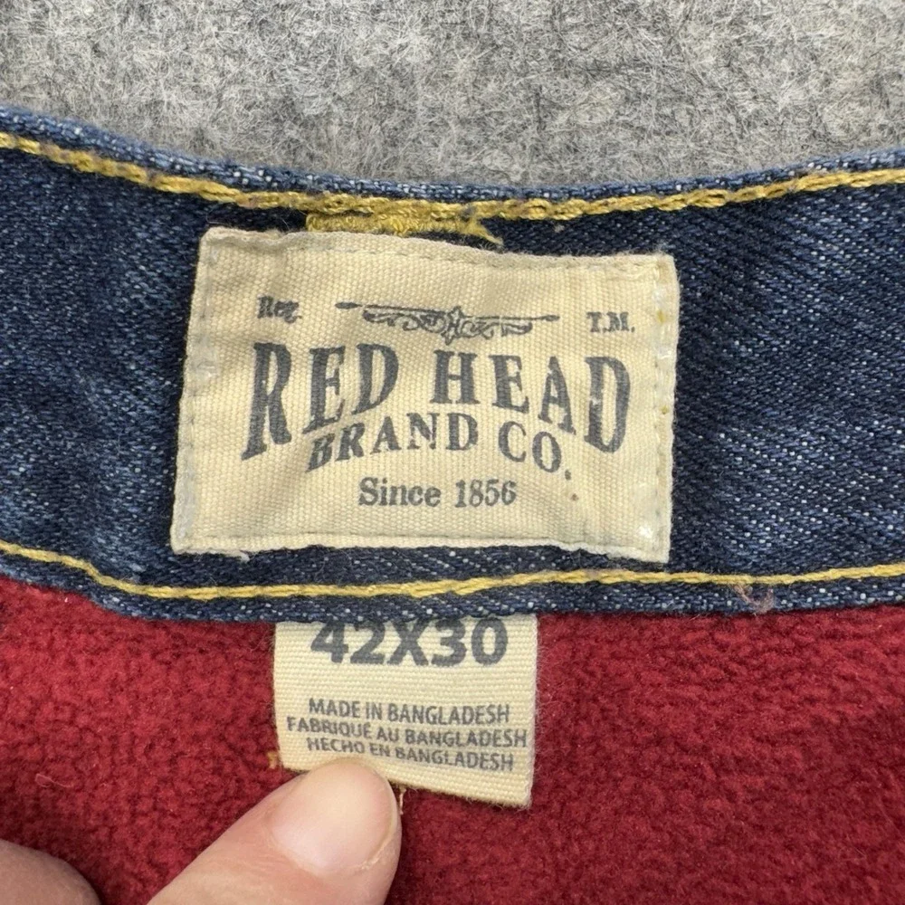 RedHead Fleece Lined Jeans Mens 42x30 Blue Jeans Straight Heavyweight‎ Denim